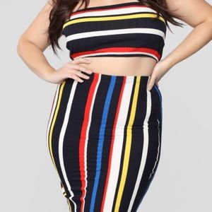 Fashion Nova Multicolor Striped Skirt Set